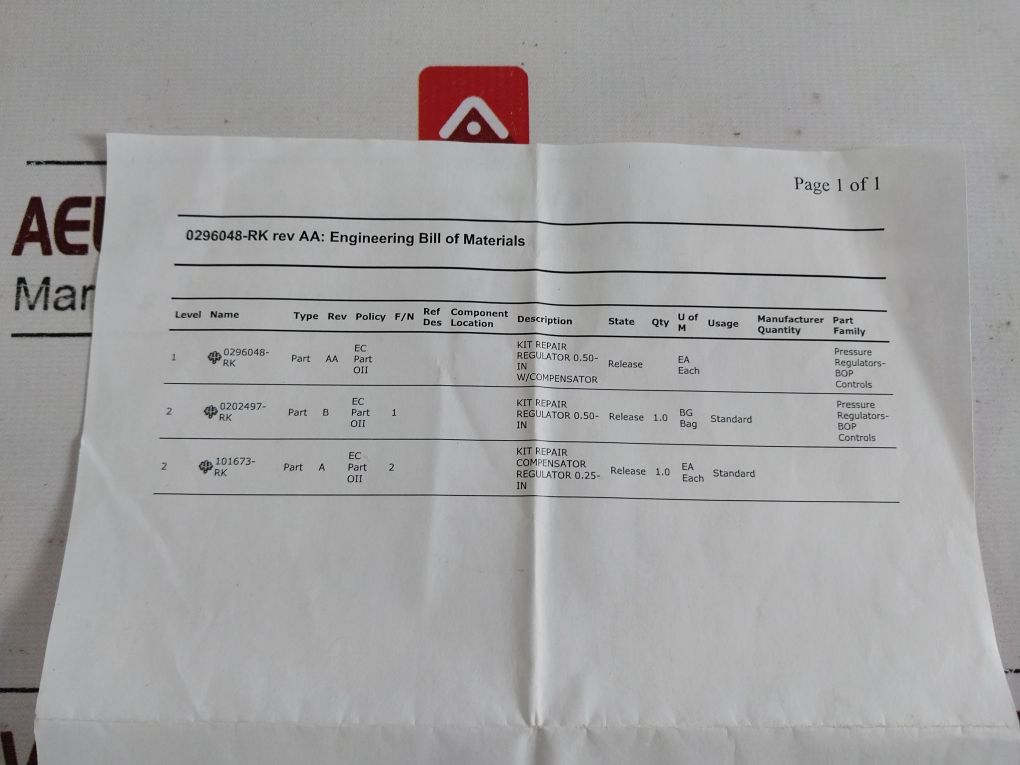 Oceaneering 0296048-rk Repair Kit