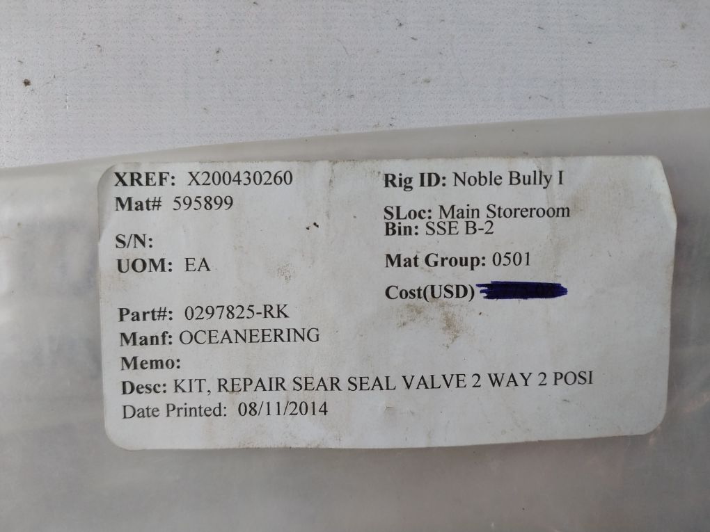 Oceaneering/Gulf Coast 0297825-rk Repair Kit