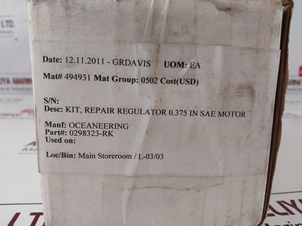 Oceaneering 0298323-rk Regulator Repair Kit