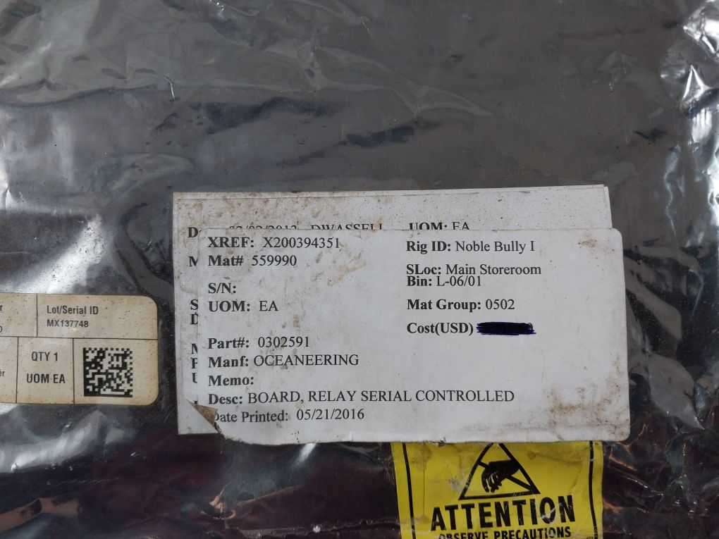 Oceaneering 0302591 Relay Serial Controlled Board Rev E