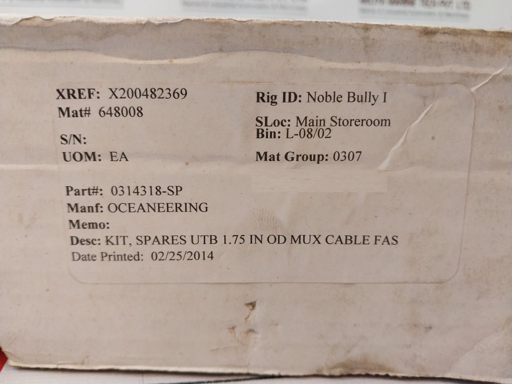 Oceaneering 0314318-sp Spares Kit