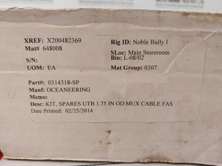 Oceaneering 0314318-sp Spares Kit