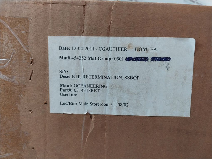 Oceaneering 0314318Ret Retermination Kit