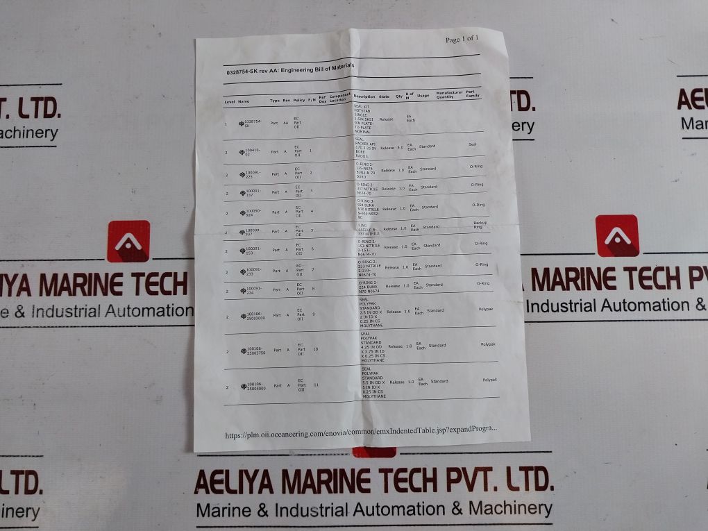Oceaneering 0328754-sk Single Hotstab Seal Kit