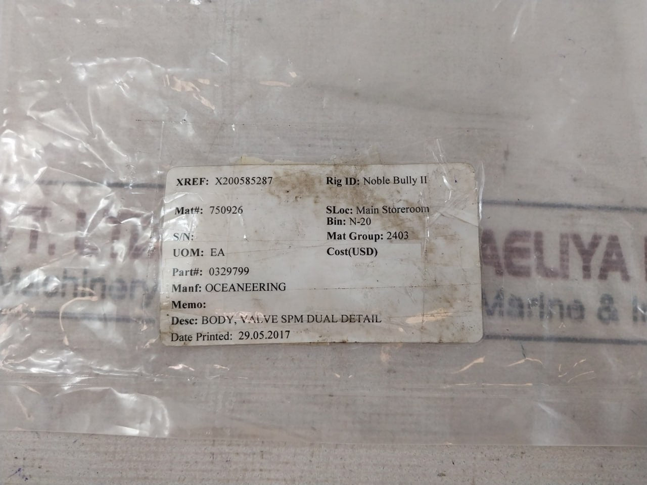 Oceaneering 0329799-ac Body Valve