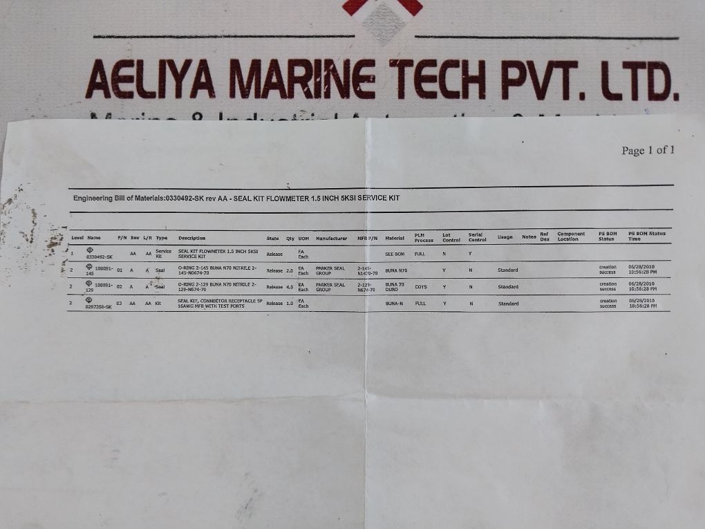 Oceaneering 0330492-sk Seal For Flowmeter Kit