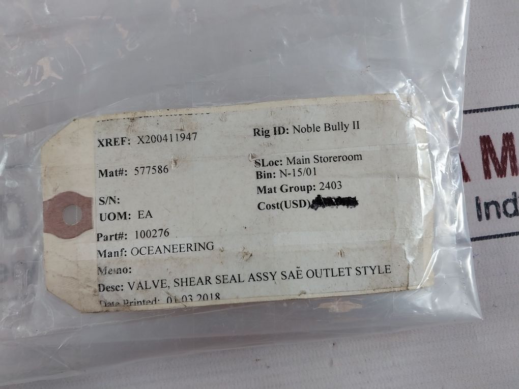 Oceaneering 100276 Shear Seal Valve 100344-c