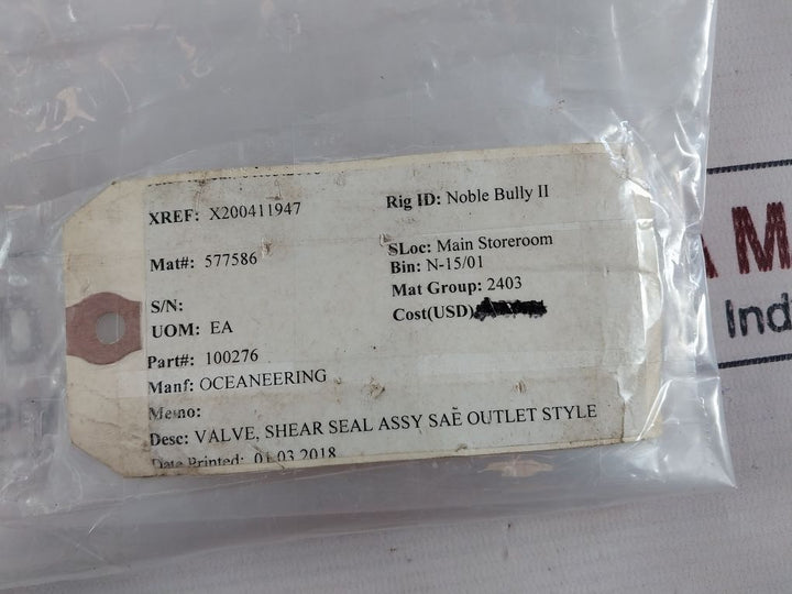 Oceaneering 100276 Shear Seal Valve 100344-c