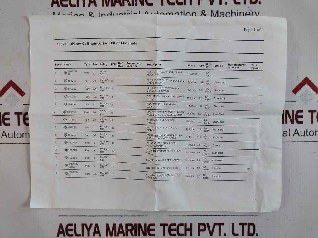 Oceaneering 100276-rk Seal Kit