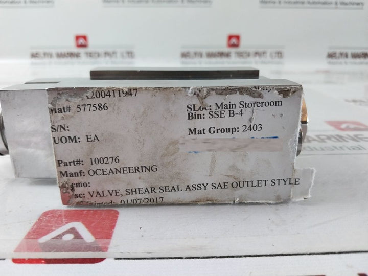 Oceaneering 100276 Shear Seal Valve