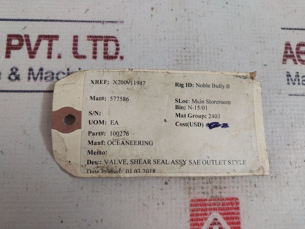 Oceaneering 100276 Valve