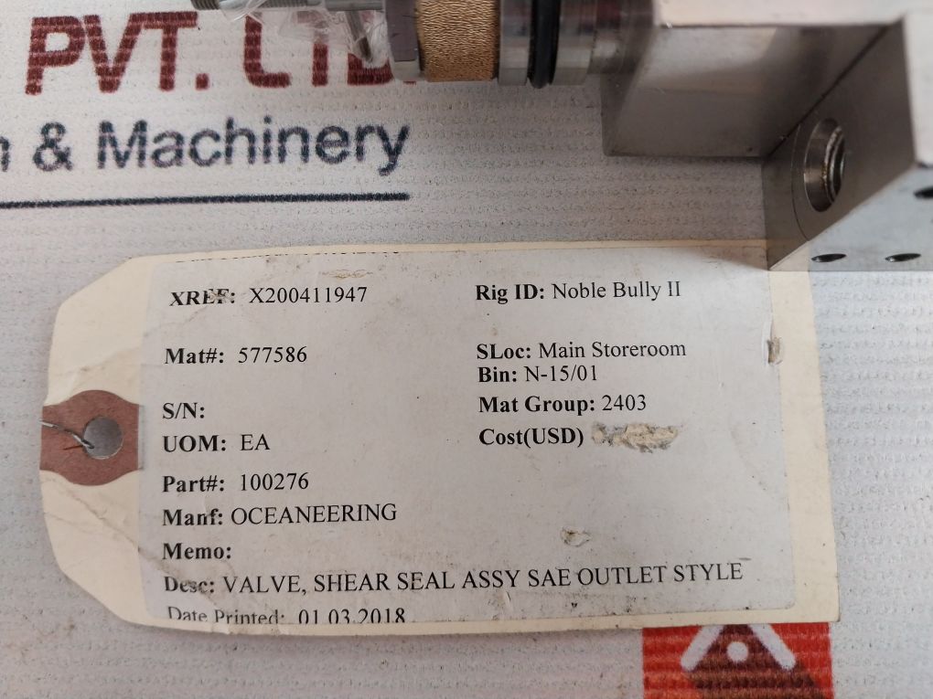 Oceaneering 100279 Shear Seal Valve