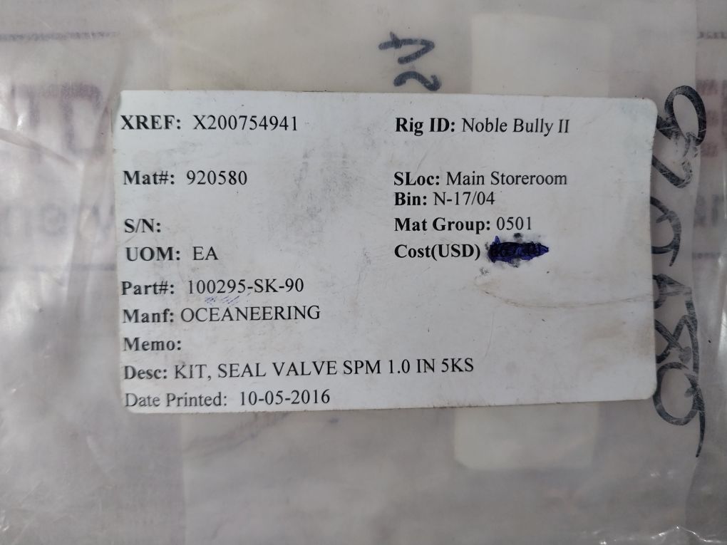 Oceaneering 100295-sk-90 Valve Seal Kit