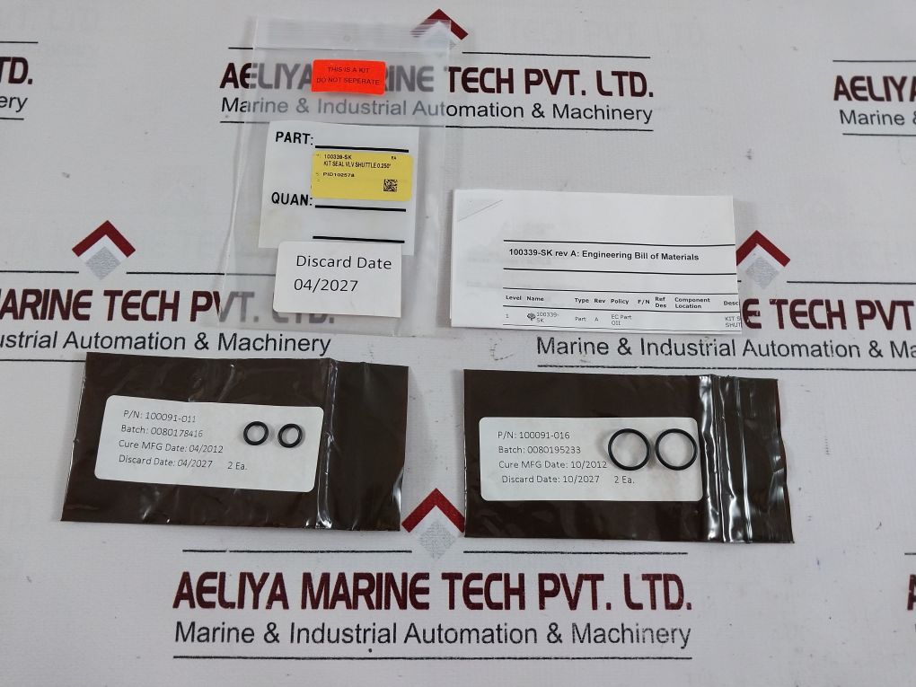 Oceaneering 100339-sk Rev: A Shuttle Valve Seal Kit