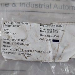 Oceaneering 100339-sk Rev: A Shuttle Valve Seal Kit