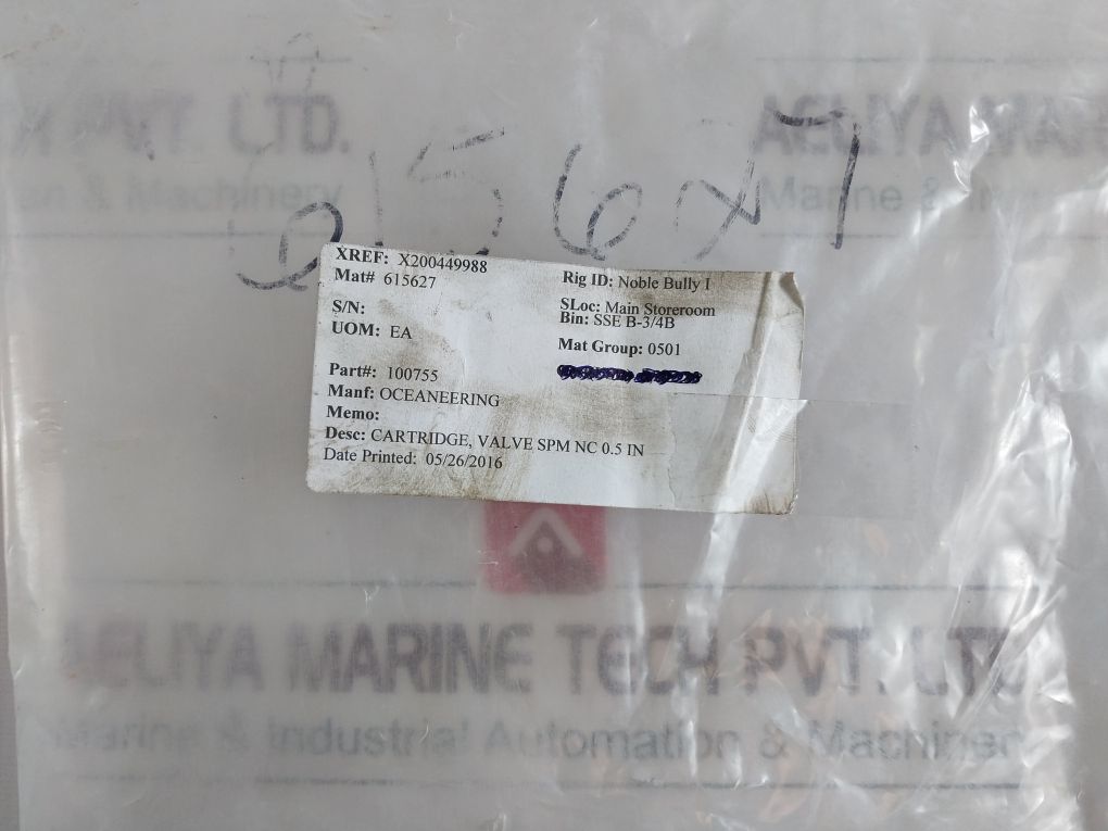 Oceaneering 100755-rev-aa Cartridge Valve