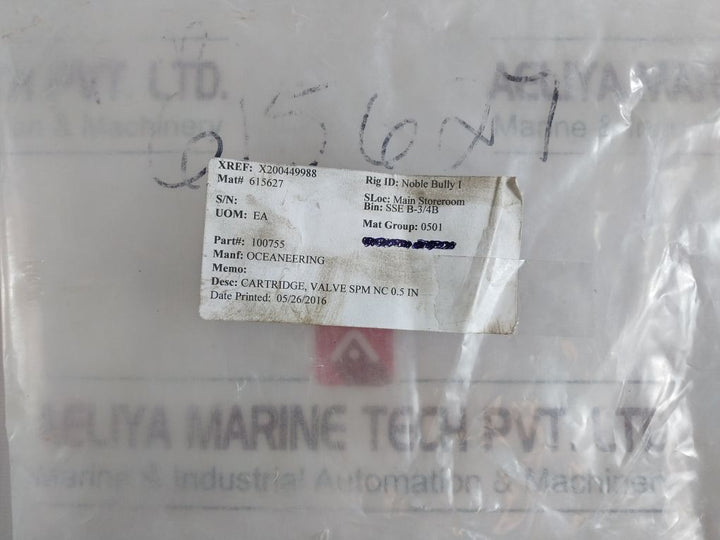 Oceaneering 100755-rev-aa Cartridge Valve