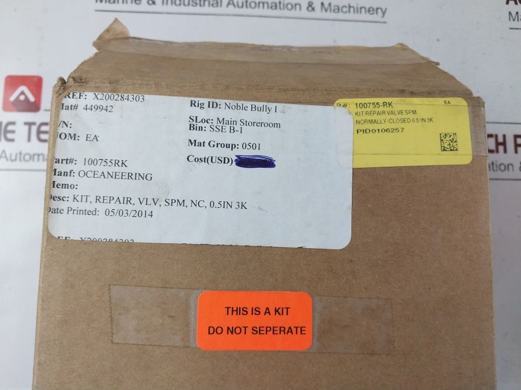 Oceaneering 100755-rk Kit Repair Valve Spm Normally-closed 0.5 In 3K