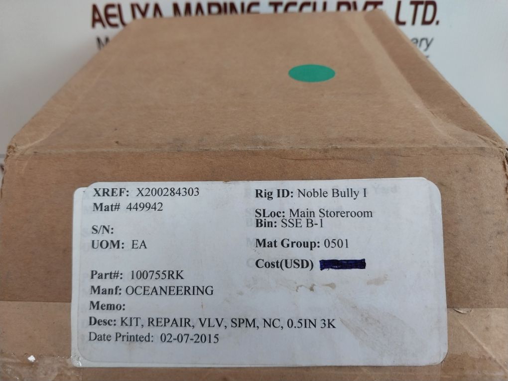 Oceaneering 100755-rk Kit Repair Valve Spm Normally-closed 0.5 In 3K