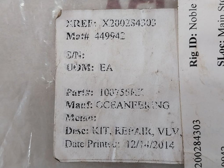 Oceaneering 100755-rk Repair Valve Kit