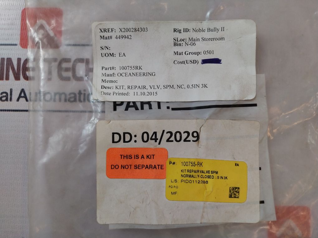 Oceaneering 100755-rk Repair Valve Kit