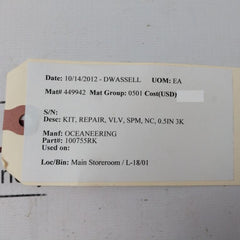 Oceaneering 100755Rk Valve Kit