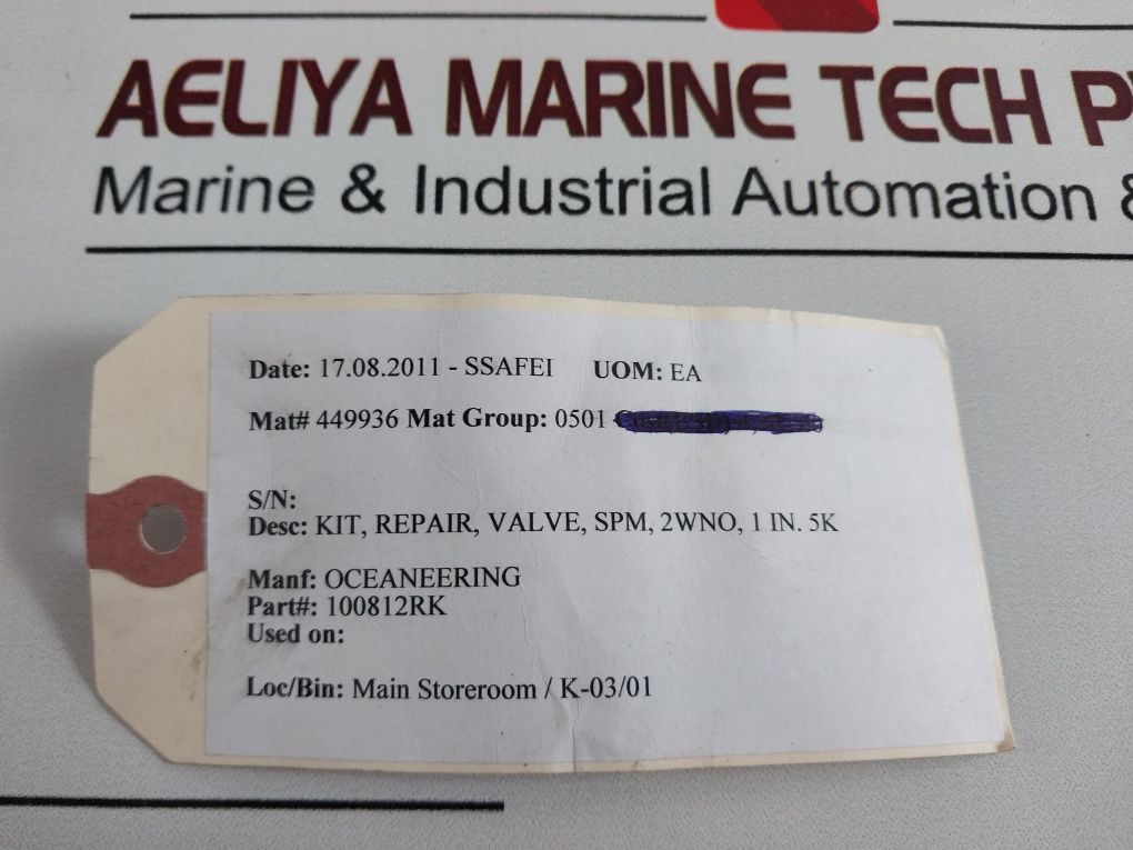 Oceaneering 100812Rk Valve Repair-kit