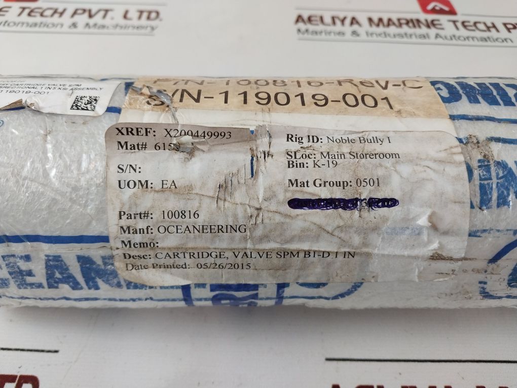 Oceaneering 100816-rev-c Cartridge Valve