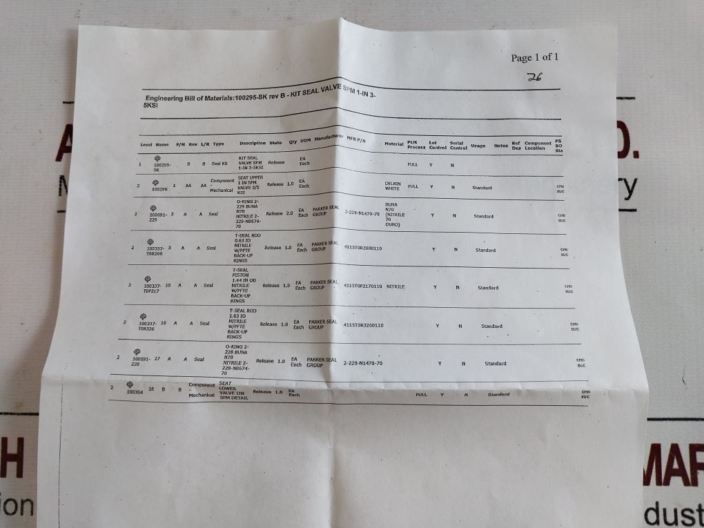 Oceaneering 100818-rk Repair Air Spm Valve Kit