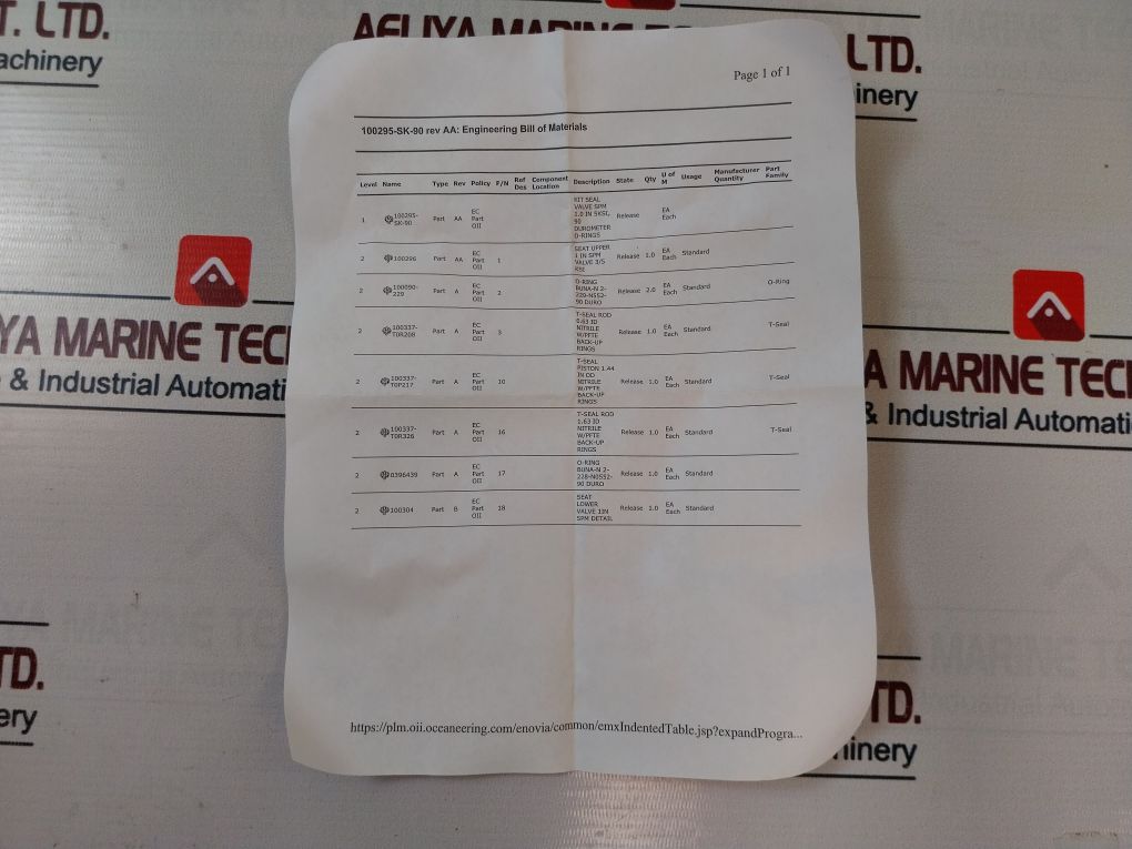 Oceaneering 100818-rk 90 Durometer Valve Repair Kit