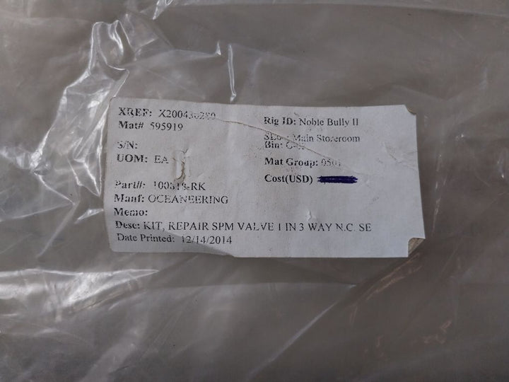 Oceaneering 100818-rk Valve Repair Kit