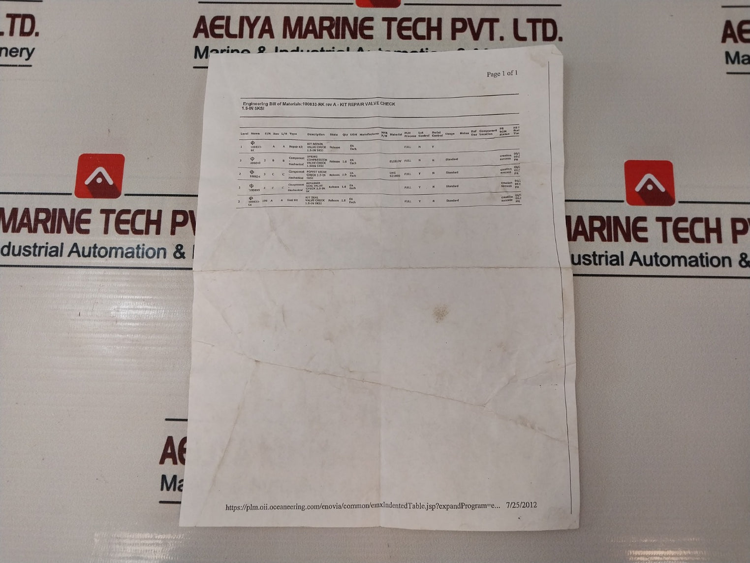 Oceaneering 100833-rk,100833-sk,100834,100840,100835 Check Valve Repair Kit