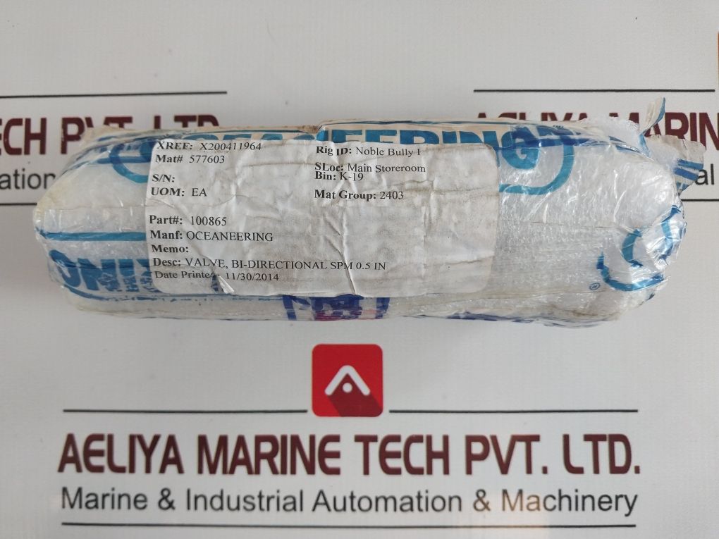 Oceaneering 100865 Rev-ab Bi-directional Valve 100742 E
