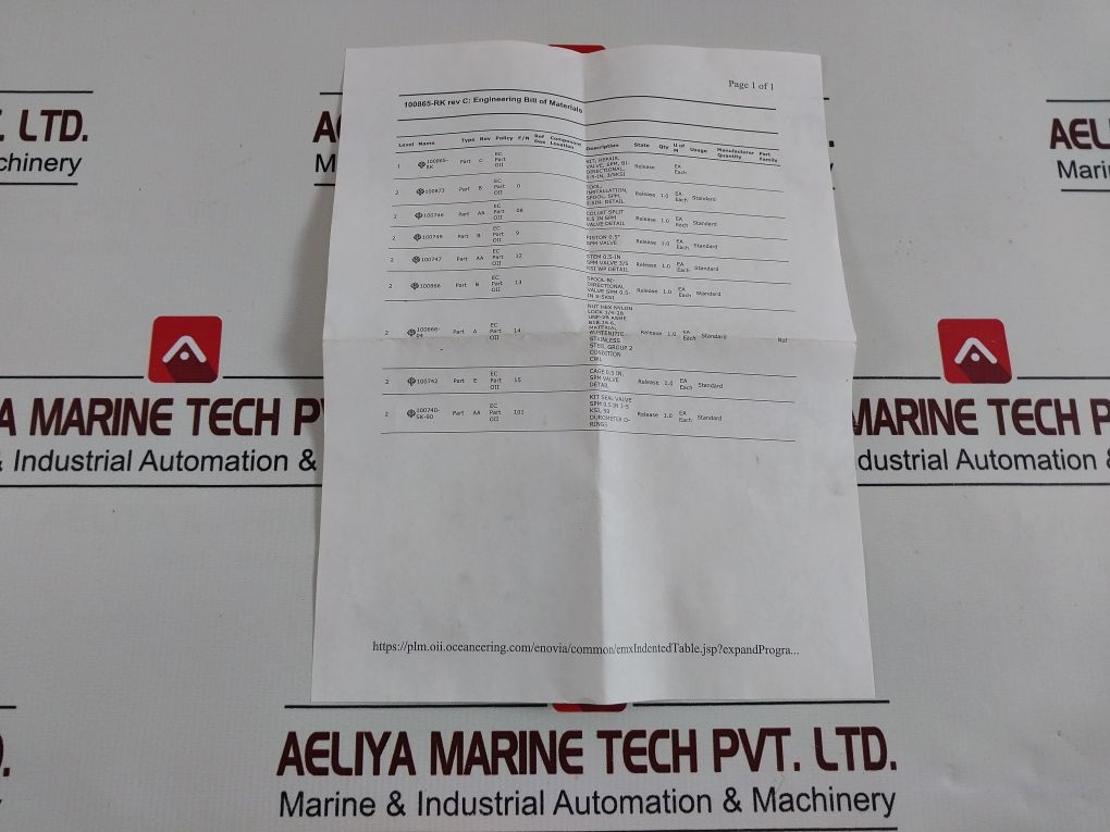 Oceaneering/Parker 100865-rk Valve Repair Kit