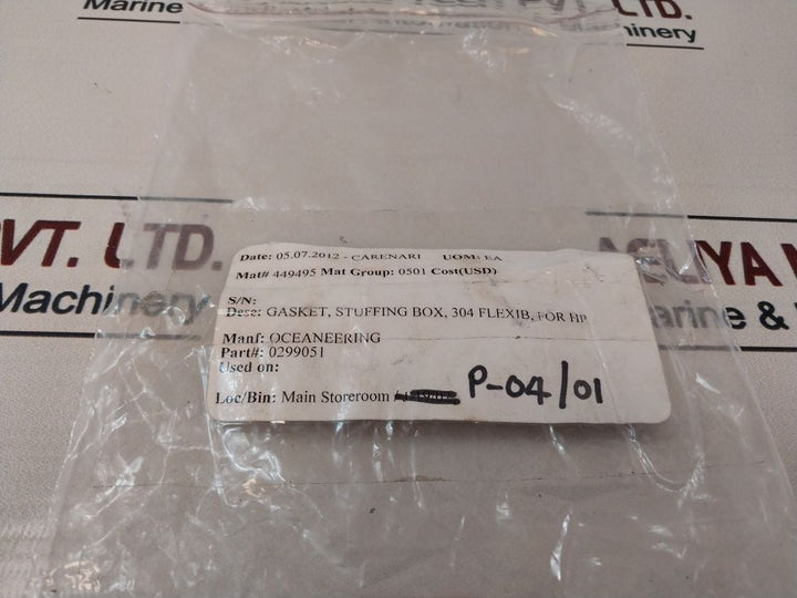 Lot Of 20X Oceaneering 0299051 Gasket Stuffing Box 304 Flexib For Hp