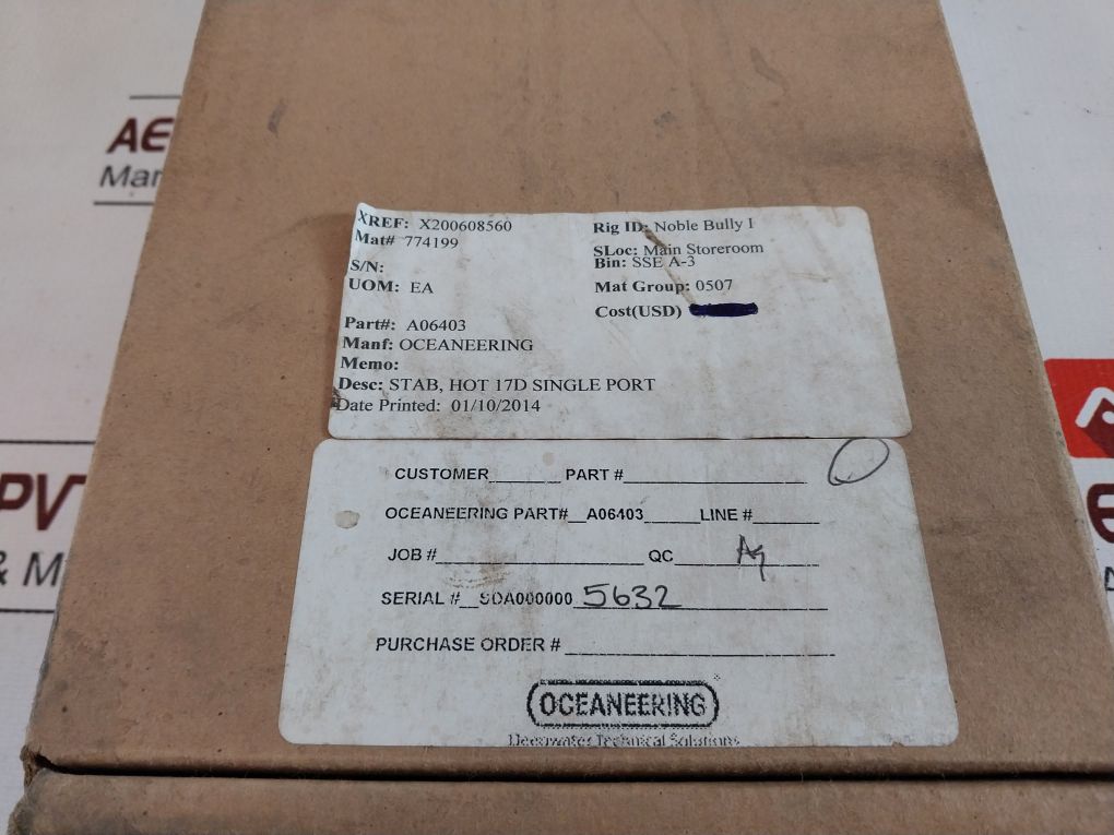 Oceaneering A06403 Hot 17D Single Port Stab A06401-l