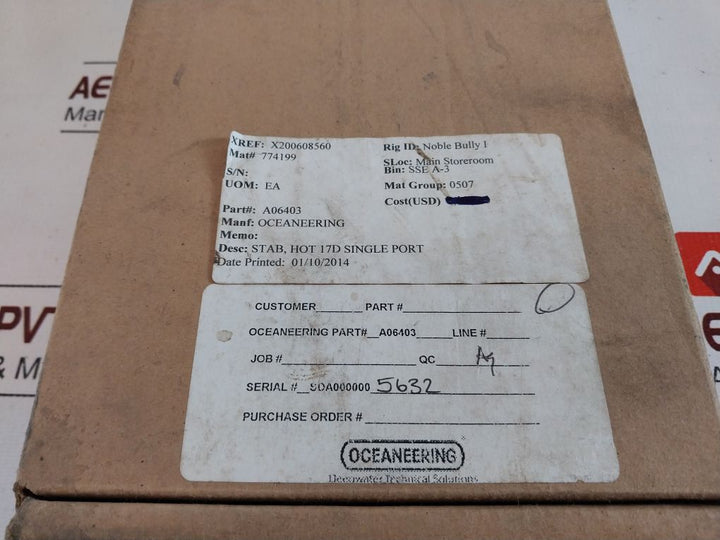 Oceaneering A06403 Hot 17D Single Port Stab A06401-l