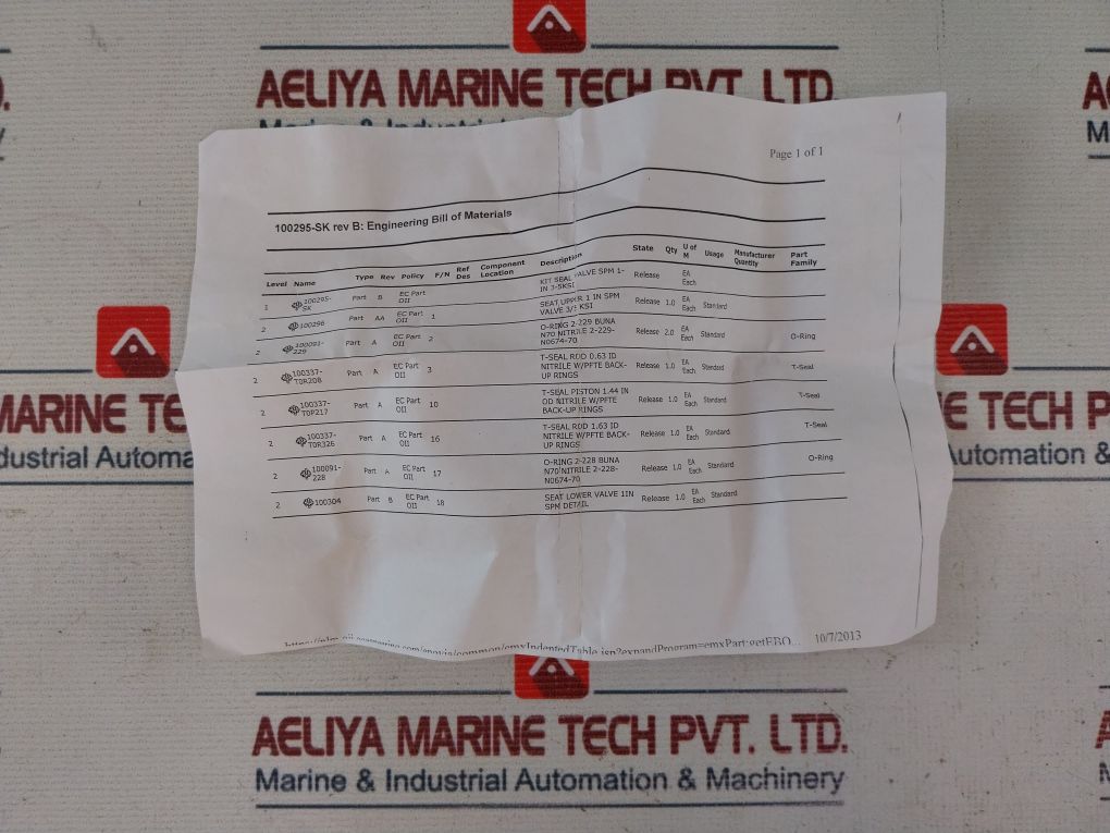 Oceaneering Parker Hannifin 100816-rk Valve Repair Kit