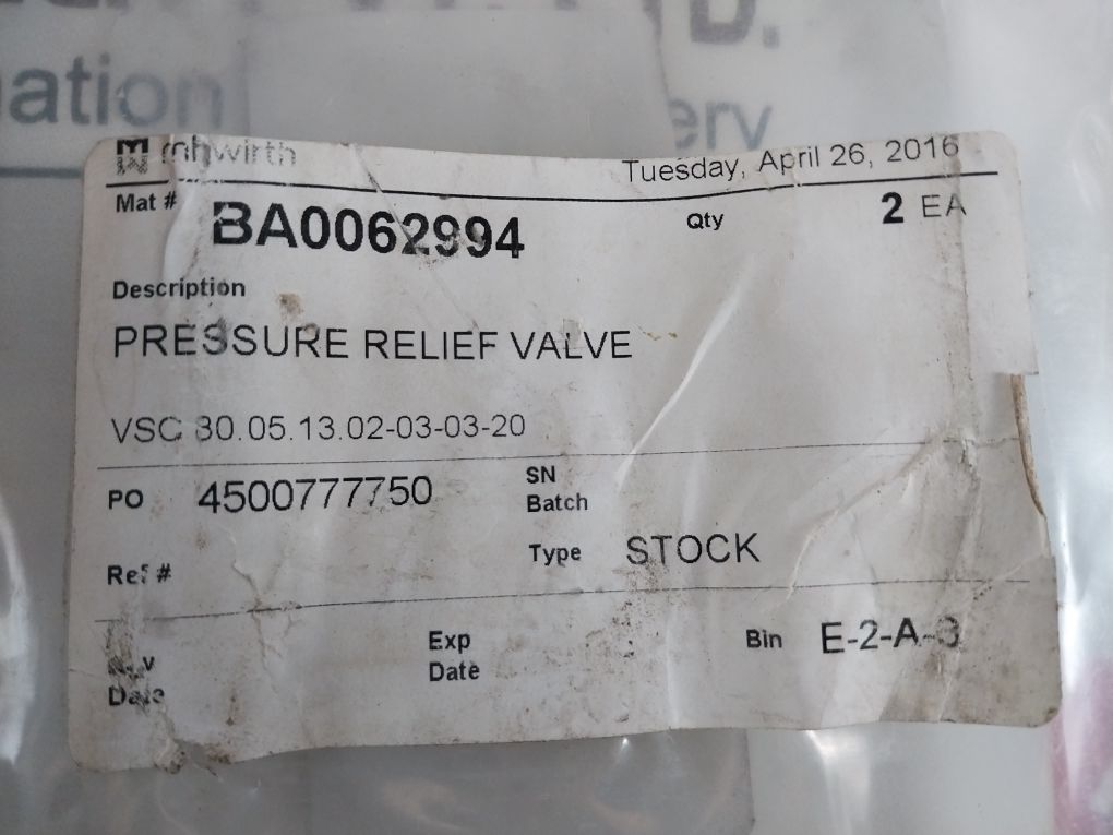 Oil Control 051302030320000 Pressure Relief Valve