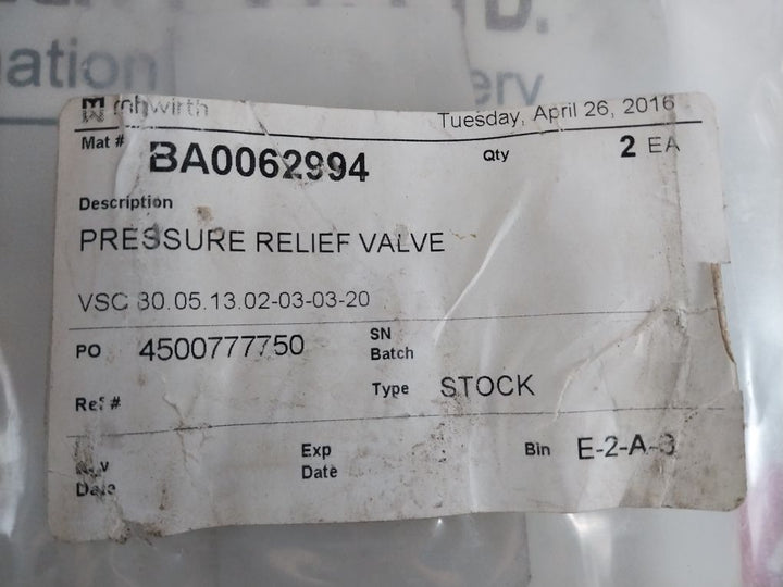 Oil Control 051302030320000 Pressure Relief Valve