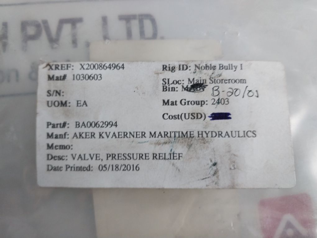 Oil Control 051302030320000 Pressure Relief Valve