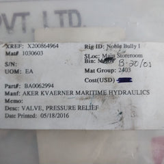 Oil Control 051302030320000 Pressure Relief Valve