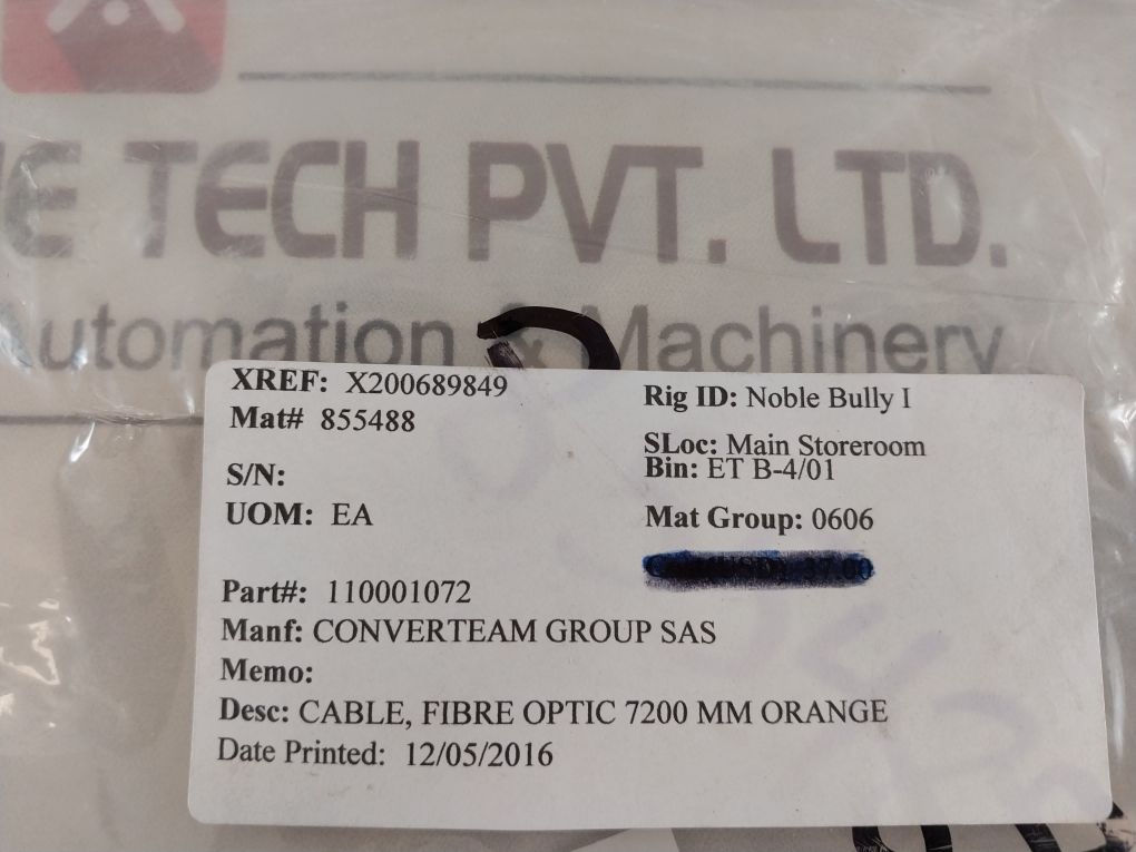 Converteam 110001072 Fibre Optic 7200 Mm Orange Cable