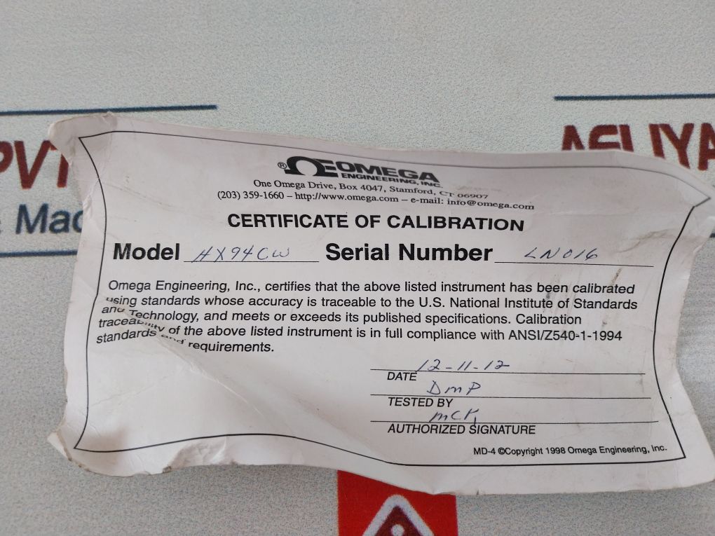 Omega Hx94Cw Temperature Transmitter 821958 4-20 Ma Set