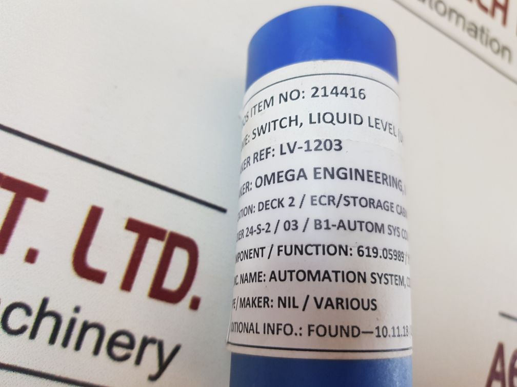 Omega Lv-1203 Liquid Level Switch Spdt. 15 Amp, 1/2 Hp @ 125