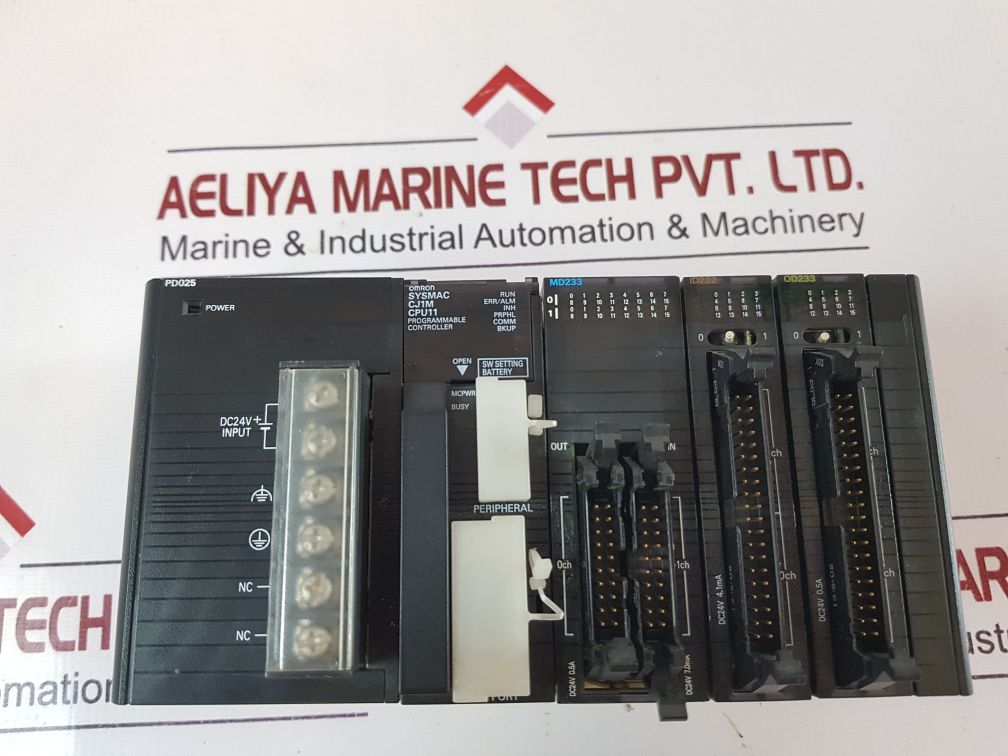 Omron Cj1W-pd025,Cj1M-cpu11,Md233,Id232,Od233 Module Rack