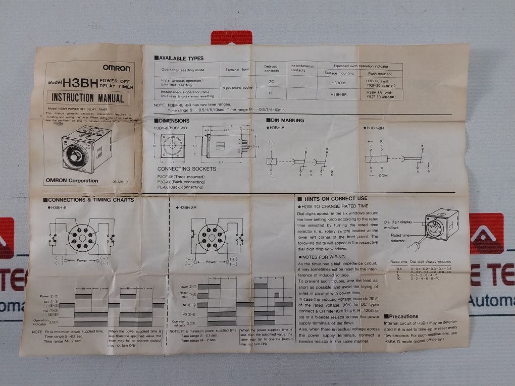 Omron H3Bh-8 Power Off Delay Timer 0.5 To 10 Sec