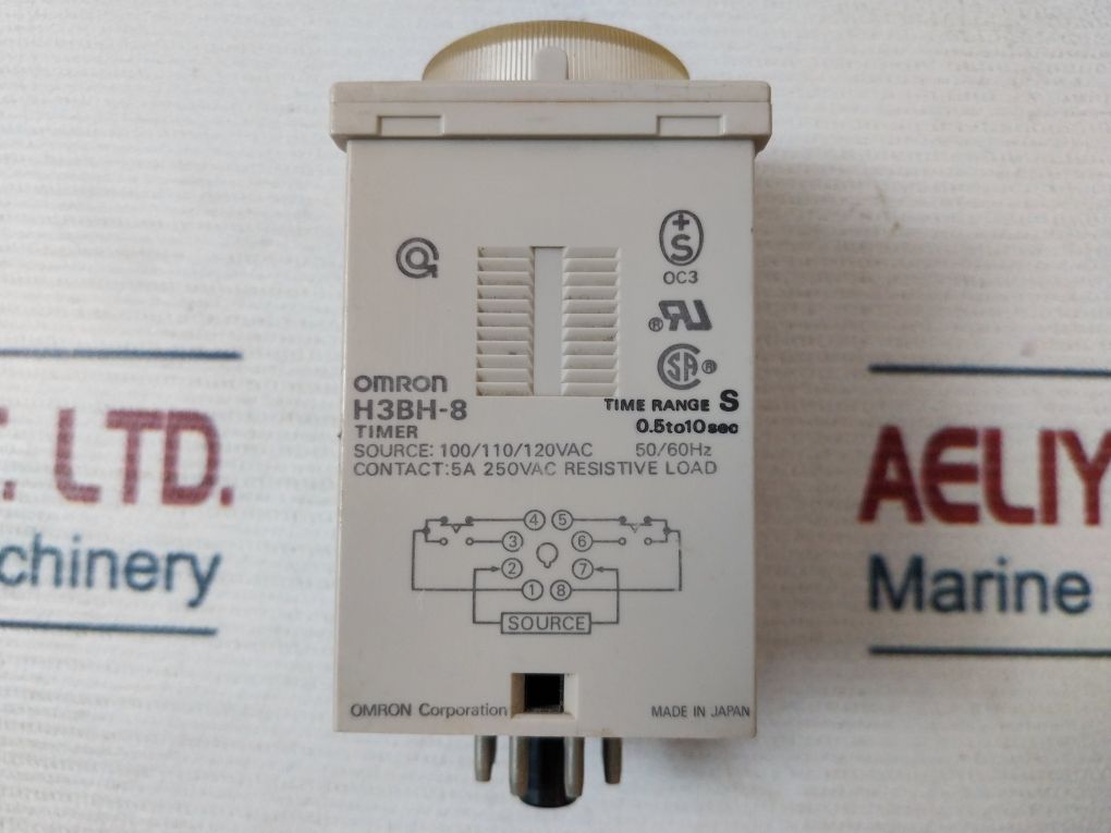 Omron H3Bh-8 Timer 0.5-10 Sec 5A 250Vac 50/60Hz