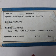 Omron H3M Timer Series: B 200/220/240Vac 50/60Hz