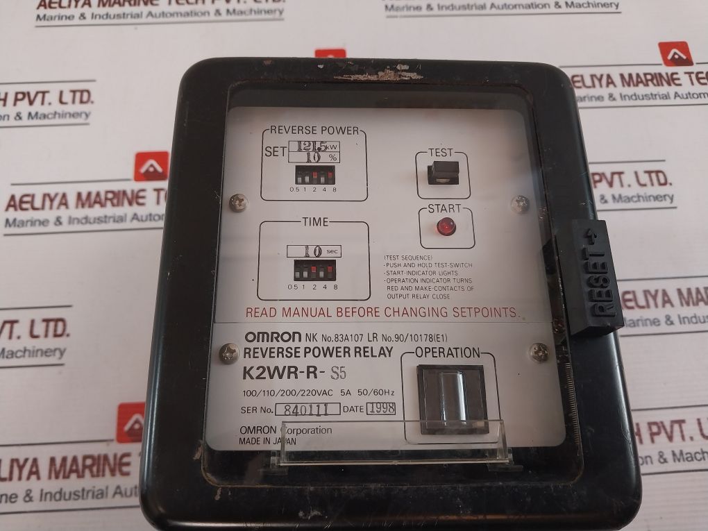 Omron K2Wr-r-s5 Reverse Power Relay 10 Sec 83A107